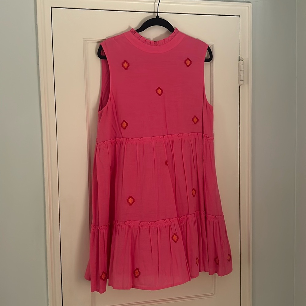 Worn once j.marie hot pink sundress with orange and red detail. Size L